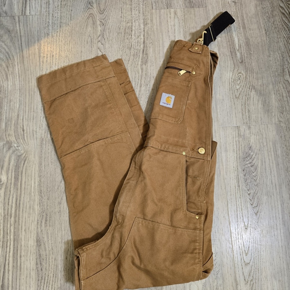 Carhartt Men's R01-M Duck Bib Overalls Carhartt Brown 32x32 Relaxed Double Knee